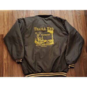 Vintage Varsity Jacket Deer Hunting XL Satin Snap Back Graphic Wisconsin 80s USA